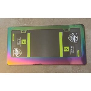 Auto Drive License Plate Frame Unisex OS Iridescent Multicolor Rainbow Metal NEW